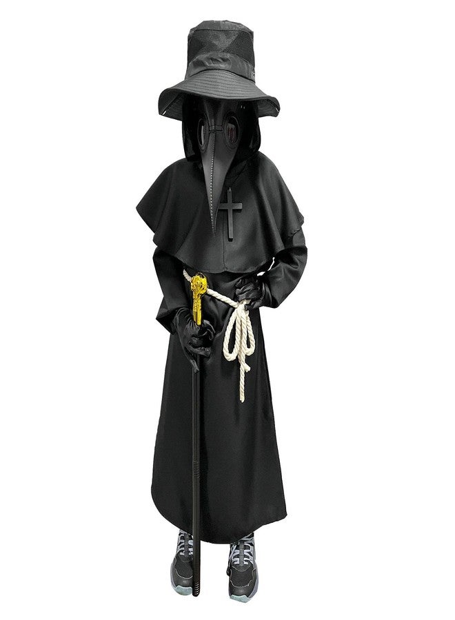 Wakejoy Plague Doctor Costume for Kids 7 in 1 Set Halloween Costumes for Boys Girls Halloween Outfit (X-Large-150) - Image 4